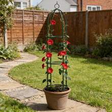 Crystals 1.9m Outdoor Garden Metal Obelisk Trellis - Dark Green - View 6