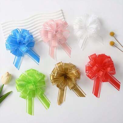 Elegant Multi-Color Tulle Pom Pom Curly Ribbon, High-End Christmas Holiday Gift Floral Wrapping Decor