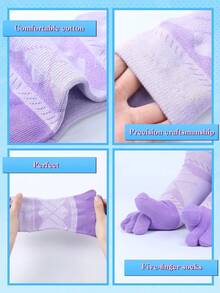 Fourluoo 6 Pairs Women Men Ankle Toe Socks Cotton Warm Crew Toe Separator Socks For Athletic Running - ColorH - View 5