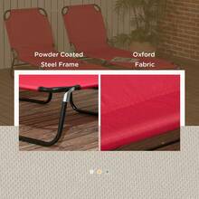 Set Of Two Folding Sun Loungers - Red - A - View 9