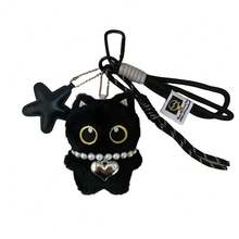 Lindo gato negro juguete de peluche llavero de muñeca pequeño colgante llavero de coche gatito muñeca de juguete para niño niña regalos de cumpleaños - A - Ver 15