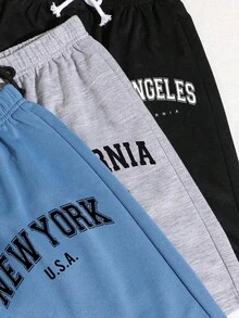 Pantalones cortos rectos y sueltos con estampado de dibujos animados para niño preadolescente - Multicolor - Ver 4