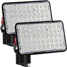 2 PCS 100W Reflectores Led Exteriores OUSIDE IP66 Water Proof Temperatura de Color 6500K Alto Rendimiento para Patio de Recreo Cancha de Baloncesto Estadio Césped Jardín Garajes - blanco - Ver 2