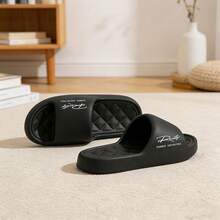 Hellobear Women's Comfy Slip-On Slippers, Unisex Open-Toe Soft Sole Shoes. Summer Ultra-Light Platform Sandals For Home, Bathroom, Beach & Vacation. - 黑色 - 查看 7