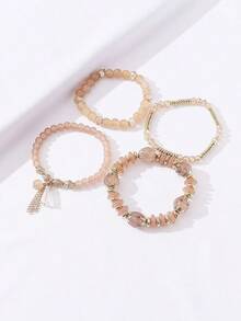 4pcs/Set Bohemian Style Crystal Glass Beaded Bracelet - 藍色 - 查看 5