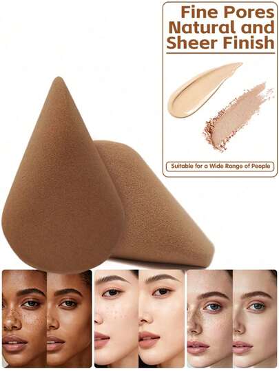 2/1pc Premium Asymmetrical Dual-Sided Coffee Makeup Sponge Set Soft Makeup Sponges Suitable For Foundation Concealer Powder Beginner Friendly Alcohol-Free Suitable For Normal Skin Hydrophilic PU Material Perfect Makeup Application Beauty Tool Soft Texture Makeup Sponge