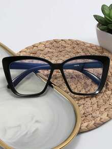 1/2/3pcs Plus Size Women Y2K Multicolor Retro Leopard Print Bohemian, Solid Color Dopamine Street Classic Cat Eye Flat Lens Glasses, Photochromic, Versatile For Commuting, Shopping, Back To School, Dating, Daily Fashion Accessory - Black Color Change - View 4
