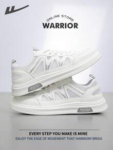 WARRIOR 勇士时尚复古男士运动鞋，春夏舒适跑步鞋，简约休闲又不失时尚感，四季皆宜，耐磨耐穿，适合全天穿着的训练运动鞋，软底设计。 - 白/銀 - 查看 2