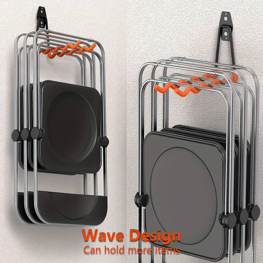 2pcs Heavy Duty Garage Storage Hooks, Wall Mounted Practical Garage Large Wave Hooks, Tool Storage Hanging Hooks For Suspending Heavy Ladders, Bicycles, Folding Chairs, Badminton Rackets, Cables, Hoses, Warehouse, Garage Hooks, Gardening Tools, Practical Tools, Hose Holder Organizer, Garage Storage Hanging Hooks - Orange - View 1