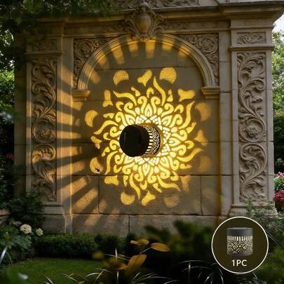 1/2 Stück Solar Mandala Projektionsleuchte, Blumen Wandleuchte, IP65, geeignet für Kunstausstellungen, Raumdekoration, Schlafzimmer Nachttischlampe, Partyatmosphäre, Ostern, Ramadan, Feiertags-Atmosphäre, Hof-/Gartendekoration, Landschaft, Rasen, Flur, Feiertagsgeschenk