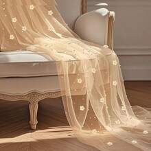 1pc Romantic Pearl Lace Table Runner, Wedding Arch Decor, Bridal Shower Gift Fabric, Elegant Pearl Lace Tablecloth, Suitable For Events, Embroidered Transparent Wrinkle-Resistant White Dessert Table - Champagne Pearl Flower - View 6