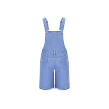 2026 Hot  Men's Distressed Denim Bib Overall Shorts - Relaxed Fit, Knee-Length, Multi-Pocket Design | Non-Stretch Woven Denim Fabric, Casual Style, Machine Washable & Dry Cleanable, Summer Casual Wear - 藍色 - 查看 7