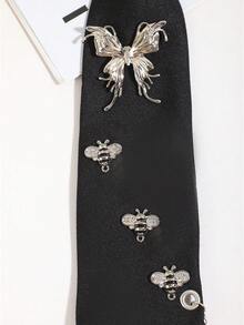 1件装女士休闲蝴蝶/蜜蜂装饰纯色宽松夹式链条领带，适合上学、外出、摄影、日常穿着、旅行、节日等场合。 - 彩色 - 查看 6