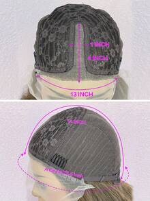 Tóc giả dài, xoăn bồng bềnh, kiểu T-Lace Frontal có mái - Tóc tổng hợp, thích hợp sử dụng hàng ngày. - màu nâu - Xem 8