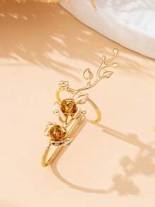 1pc Fashionable Personalized Delicate Creative Rose Flower Shaped Summer Vintage Style Ring For Women - Yellow Gold - View 3
