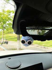 Cubierta de espejo retrovisor de coche con pompones lindos y divertidos, decoración universal de espejo interior, accesorio de coche de dibujos animados - A - Ver 4