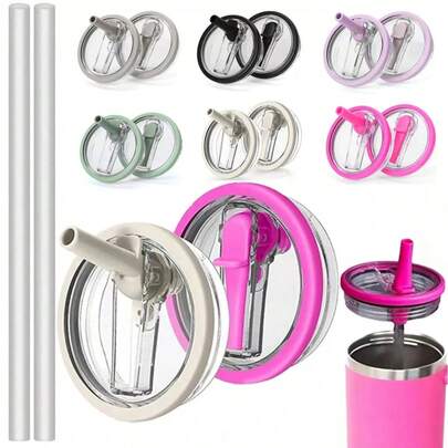 1/2 Nắp thay thế cho cốc giữ nhiệt 40oz chống tràn, nắp nhựa dày dặn chống rò rỉ với ống hút có thể gập lại, nắp chống bắn tóe, chống bụi có thể tái sử dụng, tương thích với phụ kiện cốc 40 oz, nắp cốc đá dùng cho gia đình, xe hơi, văn phòng, du lịch, đồ dùng cần thiết cho năm học mới, quà tặng cho giáo viên và học sinh.