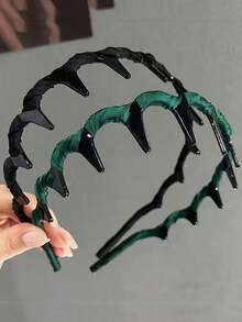 2 Peças Faixa de Cabelo Ondulada de Coroa Alta para Mulheres, Grampos de Cabelo Antiderrapantes para Uso Externo, Lavagem do Rosto, Fixação de Fios Rebeldes, Festival, Festa - Multicolorido - Visão 14