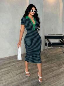 Women Midi Dresses - Brown - View 9