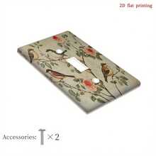 1pc Vintage Beige Floral & Bird Rose Print Switch Panel Cover, 1/2 Gang Universal Socket Decorative Sticker, No Drilling Home Switch Beautifier, European Pastoral Style Indoor Home Accessory - Multicolor - View 6