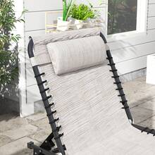 Set Of Two Folding Sun Loungers, With Four-Position Backs - Cream - A - View 7