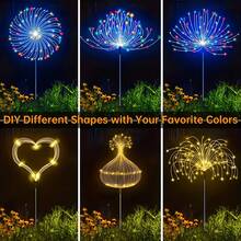 6pcs 480/360 LED Solar Firework Lights, 1-To-6 Solar Outdoor Decorative Lights, Solar Garden Lights, Solar Outdoor Decor, Functional Solar Yard Lights Suitable For Garden Design, Perfect For Garden Decor And Outdoor Landscaping - Solar-powered Fireworks 1-to-6 - View 11