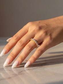 1 chiếc nhẫn Moissanite sang trọng, nạm kim cương 0.1-0.5 carat bằng bạc Sterling S925, món quà lý tưởng cho lễ đính hôn, đám cưới, sinh nhật, kỷ niệm và trang sức cô dâu. - Vàng - Xem 3