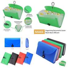 SEEKIND - Carpetas expandibles para archivos 4 unidades 7.1 pulgadas 4.2 pulgadas carpeta organizadora de recibos con 13 bolsillos para oficina tarjetas boletos resistentes al agua - Verde Rojo Azul Negro - Ver 1