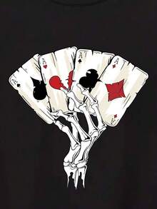 Men's Poker Print T-Shirt - Black - View 7
