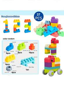 16/21/37/50pcs Large Soft Bite & Boilable Building Blocks, Children Educational Toys With Storage Bin, Suitable For Boys & Girls 3+ Years Old - Multicolor - View 10
