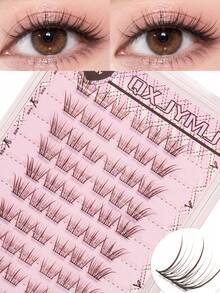 60pcs Self-Adhesive False Eyelashes - Fluffy Individual Lashes, Natural & Realistic, Fishscale Segmented Lashes, C-Curl Clustered Lashes, Thick Type, Suitable For Beginners, False Lash Clusters, Individual False Lashes - View 1