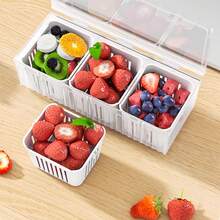4pcs (3pcs Drain Baskets And 1pc Box) Drain Baskets For Fruits, Refrigerator Storage - Multicolor - View 3