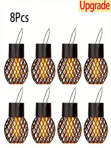 4pcs Solar Powered Flame Effect Hanging Lights, Waterproof Outdoor LED Fairy Lights, Balcony Garden Patio Holiday Decor Lights, Suitable For Yard Patio - Solar Flame Lantern - View 12