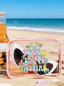 Bolsa Cosmética de Tema de Melhor Professor em PVC, Organizador de Viagem com Zíper em PVC, Bolsa de Presente Resistente ao Desbotamento e Leve, Bolsa de Armazenamento Conveniente, Necessaire, Estojo de Maquiagem Portátil Aprovado pela TSA, Design Fácil de Limpar, Bolsa de Toalete à Prova d'Água, Adequado para Mães, Professores, Amigos, Enfermeiras, Presentes de Escritório, Presentes do Dia das Mães, Itens Essenciais de Viagem para Férias Escolares, Suprimentos de Volta às Aulas, Presentes de Formatura - Multicolorido - Visão 4