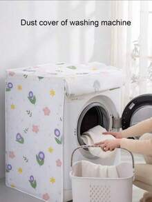 1pc Floral Pattern Washing Machine Cover - Universal Top Load Washer Dust Cover, Easy Clean Fabric, Decorative Floral Appliance Cover Suitable For Laundry Room, Home Decor, Pet Hair And Dust Protection (Fits Most Brands) - Multicolor - View 8
