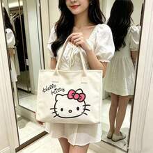 SANRIO Cartoon Kitty Large Capacity Tote Bag, Versatile Chic Casual Commute School Shoulder Bag, Summer New Arrival - Tote Bag - View 7