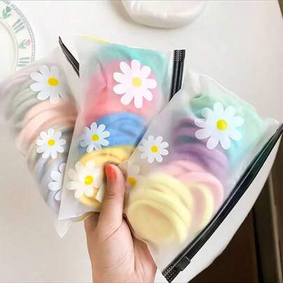 10 chiếc túi nhỏ hình hoa cúc dễ thương có khóa kéo: Hoàn hảo để đựng mỹ phẩm, phụ kiện tóc và đồ dùng cần thiết khi đi du lịch - Làm từ PVC, chống thấm nước, phong cách Bohemian.