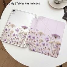 Funda protectora de acrílico con efecto de pintura de patrón floral para tableta, con soporte, plegable y resistente a la flexión, esquinas reforzadas de silicona, función de activación/suspensión automática, ranura para lápiz incorporada, soporte plegable multiángulo - Estilo 4 - Ver 2