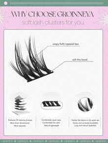 48 piezas GROINNEYA de pestañas postizas naturales DIY con diseño de girasol, abanicadas y cruzadas, suaves y únicas, reutilizables para realzar la mirada de los ojos. Adecuadas para maquillaje diario, manga y maquillaje dramático, fiestas, regalos y citas - C - Ver 4