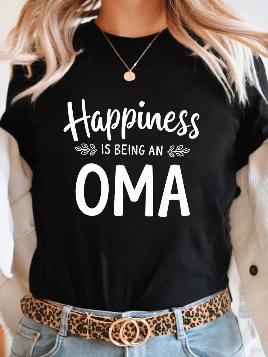 Women' Grandma-Themed T-Shirt - Short Sleeve Crew Neck Casual Blouse Suitable for Spring Summer Wear, Comfortable Grandmother Gift, Machine Washable Everyday Outfits for, Casual Grandma Outfits