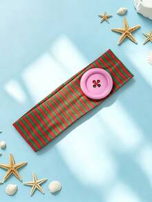 1pc Women's Elegant Sweet Striped Button Print Elastic Fabric Sports Headband, Suitable For Daily Wear, Fitness, Running, Yoga, Sweat-Absorbing Hair Band Headscarf, Fashion Hair Accessory, Bohemian Style Hair Decoration, Elegant (Printing Process, Slight Color Difference Is Normal) Sport Sweatband - Button Stripes - View 10