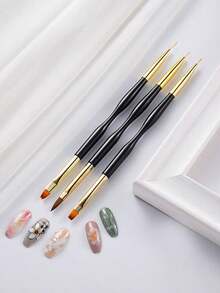 3 Piezas Juego de 1 Pincel Doble para Diseño y Dibujo de Arte de Uñas - Kit de Herramientas de Decoración y Detalle de Uñas, Accesorios de Dibujo DIY, Suministros de Arte de Uñas, Bolígrafos para Diseño de Uñas de Gel, Aplicadores de Gel Moldeador, Bolígrafos de Punta Fina para Arte de Uñas Casero DIY - Multicolor - Ver 5