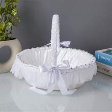 柳条编织大型花篮婚礼道具 - 北方伴娘婚车鲜花撒花蕾丝花篮婚礼用品 - A - 查看 7