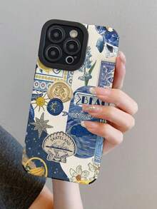 1个时尚创意全屏海洋元素贝壳、鱼、花、海龟条纹保护手机壳，适用于三星/苹果17/16/15/14/13/12/11Pro Max/12Pro/14Plus等型号 - 彩色 - 查看 8