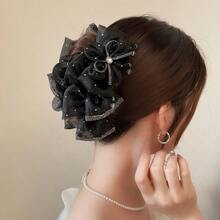 Versatile, Fashionable, Light And Luxurious, Star-Filled Bow Bow Clip, Large Hair Volume, Multi-Tie Shark Clip, Mesh Hair Clip, Hair Accessory - 13公分夾爪 - 查看 4