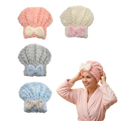 Toalla de pelo de fibra ultrafina de secado rápido, turbante de pelo absorbente y suave con lazo para mujeres, adecuado para la ducha, colores: gris, rosa, azul, blanco