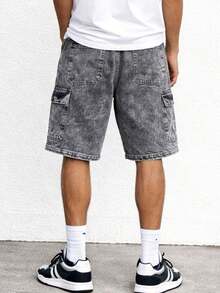Men's Denim Cargo Shorts Streetwear - 石墨 - 查看 2