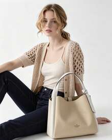 Kate Spade KS KNOTT Shoulder Bag For Women With Adjustable Strap And Large Capacity Bucket Bag - Champagne - View 4