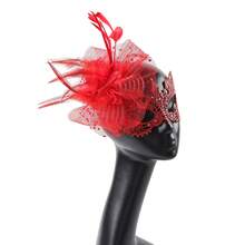 Máscara de encaje de fascinador estilo vintage de los años 20 para mujer, para carnaval, fiesta, Mardi Gras, baile de graduación (los accesorios para el cabello y las máscaras son desmontables) - Multicolor - Ver 5
