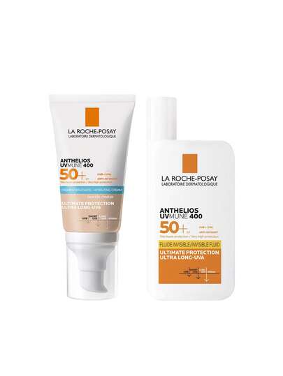 La Roche-Posay [Bundle] Anthelios UVmune 400 Tinted Sun Cream SPF50 50 Ml + Invisible Fluid SPF50+ 50 Ml